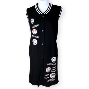 Shitouyu Varsity Black White Applique Shift Dress NWOT 2XL